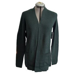 Croft & Barrow Womens S Open Front Cardigan Sweater With Pockets Dark Green
